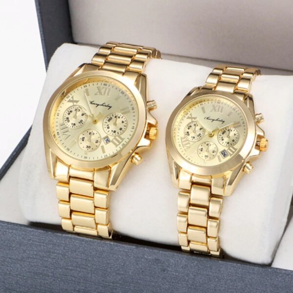 New Fashion Calendar Couples Wristwatch Women Men Watches Stainless Steel Strip Watch Relogio Feminino Alloy Lovers Quartz Watch