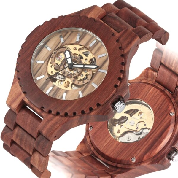 New Luxury Men's Mechanical Automatic Clock Vintage Wooden Watch Top Brand Men Watches Male Hour Wood Wristwatches reloj hombre