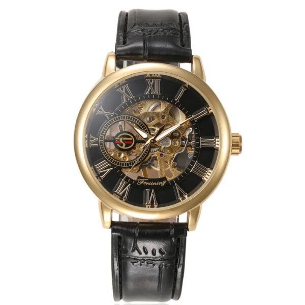 New Luxury Mens Steampunk Skeleton Stainless Steel Automatic Mechanical Wrist Watch