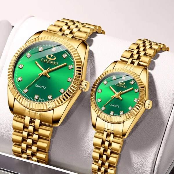 New Men's and Women's Watch Water Diamond Large Dial Quartz Steel Band Waterproof Business Watch Couple Watch Gift Reloj