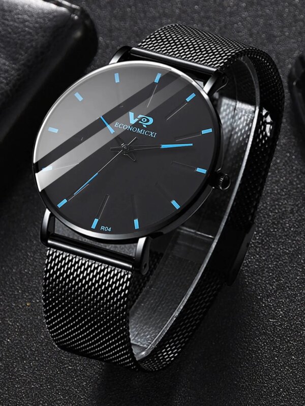 New Nen's Business Casual Trend Binocular Digital All-in-one Alloy Mesh Quartz Watch Birthday Christmas Gift Priority