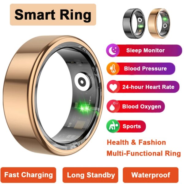 New Smart Ring Step Health Tracker Heart Rate Blood Oxygen Monitor Waterproof Men Women Sleep Fitness Sport Activity Smart Watch