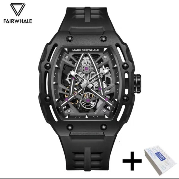 New Tonneau Designer Mechanical Watch Men Luxury Brand Skeleton Tourbillon Automatic Timepiece Sport Silicone Dive Mille Watches