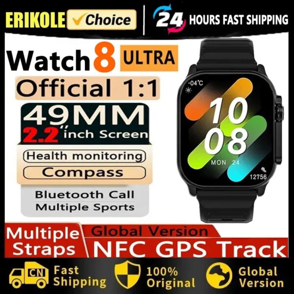 New Watch 8 Ultra Smart Watch 49mm 2023 New NFC Men Women GPS Track Bluetooth Call BT Music Games Wireless Charging Smartwatch