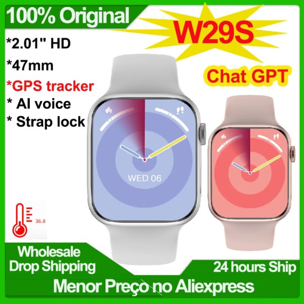 Newest W29S Smart Watch ChatGPT AI Watch Face 47mm 2.01'' NFC ECG GPS Tracker Bluetooth Call Sports Smartwatch Women Men