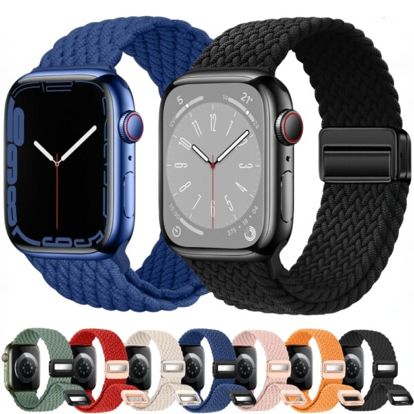 Nylon Loop Band for Apple Watch 9 8 7 45mm 41mm Ultra2 49mm Watchband Belt for iWatch Series 6 5 4 3 SE 44mm 40mm 42mm 38mm band