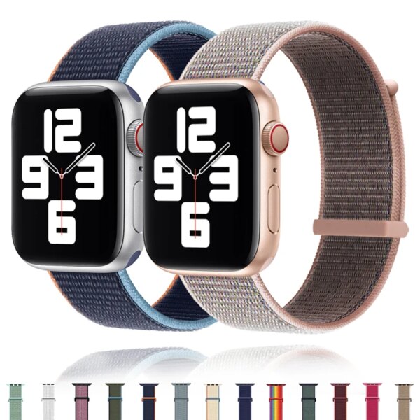 Nylon Strap For Apple Watch Band 44mm 40mm 49mm 45mm 41mm 42mm 38mm 49mm Bracelet Correa iwatch Series 9 8 se 7 6 5 3 Ultra Band