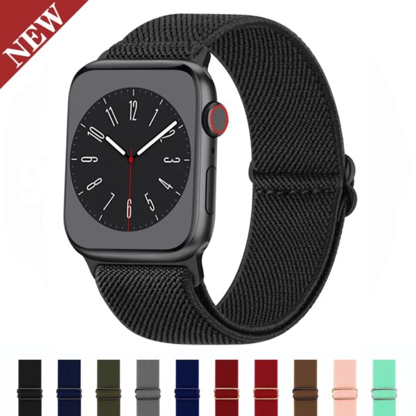 Nylon Strap For Apple Watch Band 45mm 41mm 44mm 40mm 42mm 38mm 49mm Adjustable Elastic Bracelet IWatch Series Ultra 9 8 7 6 SE 3