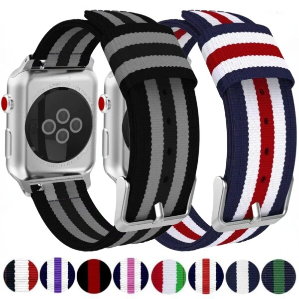 Nylon Strap For Apple Watch Band Ultra 49mm 45mm 44mm 42mm 41mm 40mm 38mm Bracelet Watchband Correa iWatch Series 8 7 6 5 4 3 SE