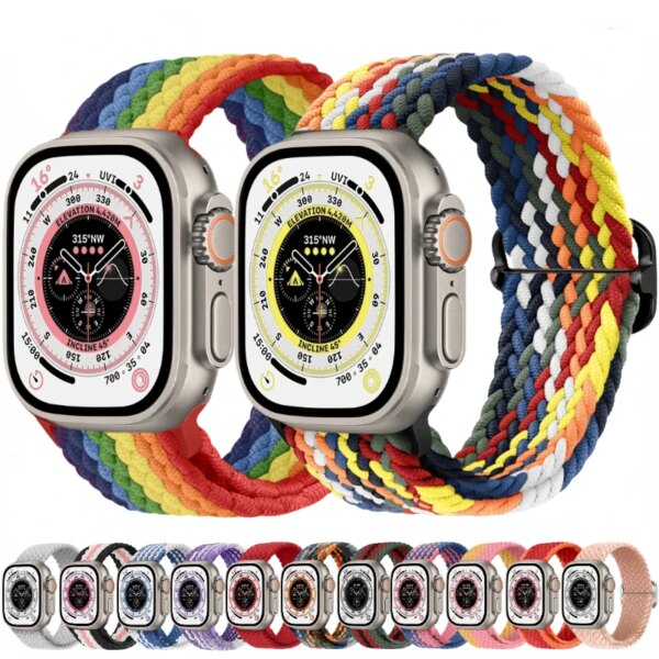 Nylon Strap For Apple Watch Band Ultra 49mm 9 8 7 45mm 41mm Soft Bracelet Belt iWatch Series 6 5 4 SE 44mm 40mm 42mm 38mm Correa