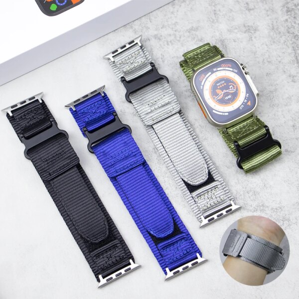 Nylon Strap for Apple Watch Band Ultra 2 49mm 45mm 44mm 42mm Sports Straps for Iwatch Series 9 8 7 6 4 3 Ultra Tactical Bracelet