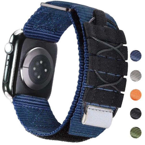 Nylon Strap for Apple Watch Ultra Band 49mm 45mm 44mm 42mm 41mm 40mm 38mm Sports Tactical Woven Loop Iwatch Series 9 8 7 6 5 4