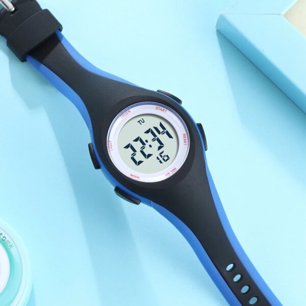 OHSEN Kids Sport Watches 50M Waterproof Blue Silicone Electronic Wristwatch Stopwatch Children Digital Watch For Boys Girls