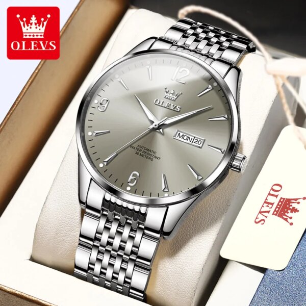 OLEVS 9928 Men's Watch Fashion Waterproof Calendar Automatic Mechanical Watch Luxury Gold Stainless Steel Casual Men's Watch