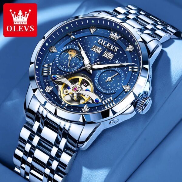 OLEVS Brand Luxury Men's Watches Waterproof trend Multifunctional Automatic Mechanical Watch Luminous Calendar Male Wristwatch