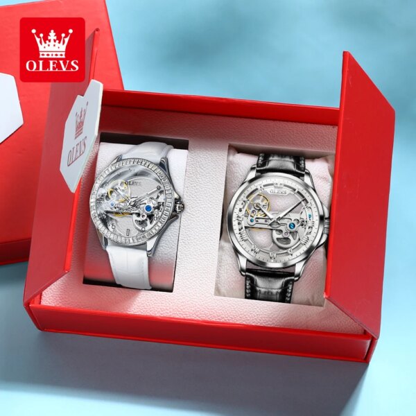 OLEVS Couple Watch for Men Women Luxury Brand His or Her Automatic Watch Waterproof Lover's Wristwatch For Ladies and Man 2024