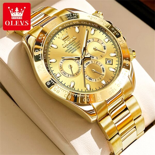 OLEVS Top Luxury Brand Men's Watches Automatic Mechanical Watch Gold Waterproof Stainless steel Luminous Original watch for men