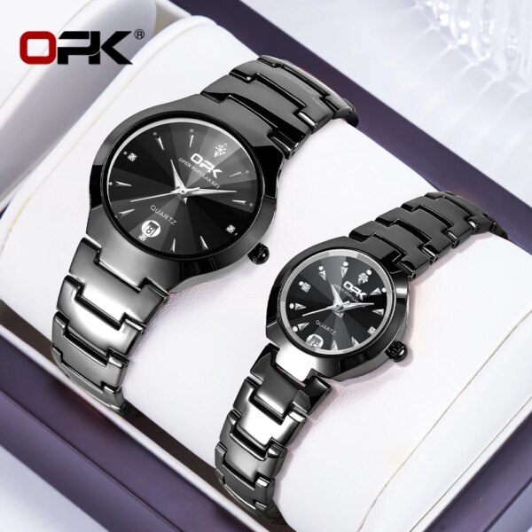 OPK Quartz Couple Watch Stainless steel Waterproof Couple Set Pair Watch Matching Romantic Luxury His and Her Couple Watches New