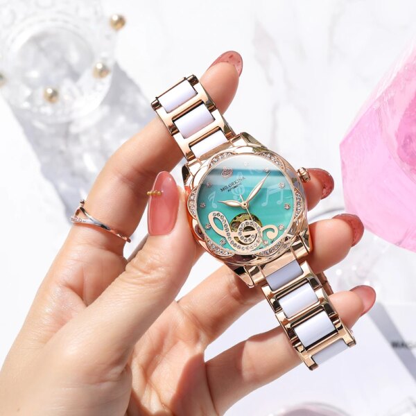 ORKINA New Women Watches Geneva Famous Luxury Brand Fashion Ceramics Whatches For Ladies Casual Mechanical Women's Wristwatches