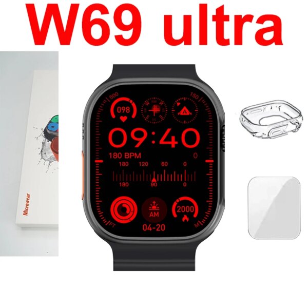 Original 1GB ROM W69 Smart Watch 49MM 2.04''Compass NFC ECG GPS Tracker Feel Game BT Call IP68 Sport Smartwatch Men Women