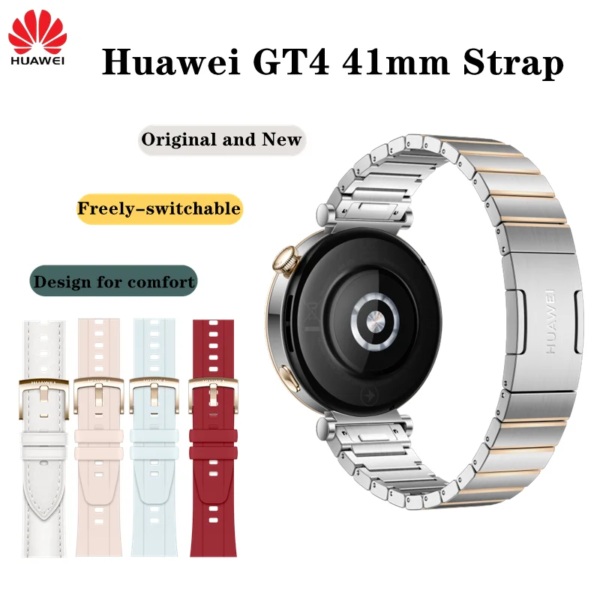 Original Huawei GT4 41mm Watch Strap 18mm Women Rubber Watch Band for GT4 Leather Strap Milanese Stainless Steel Wrist Band