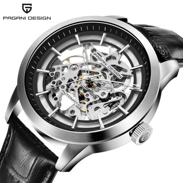 PAGANI DESIGN Brand Hot Sale 2019 Skeleton Hollow Leather Men's Wrist Watches Luxury Mechanical Male Clock New Relogio Masculino