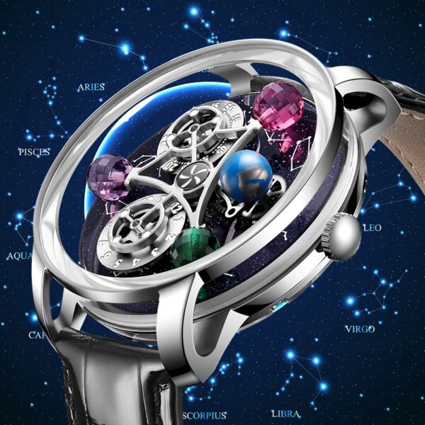 PINDU High-end Celestial Mechanical Wristwatch Starry Twelve Constellations Sapphire Mirror Limited Edition Fashion Watch 8215