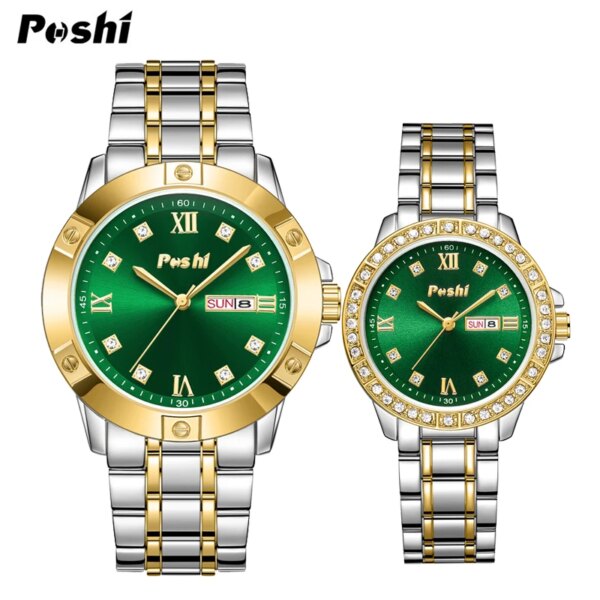 POSHI Couple Watches For Lovers Top Brand Luxury Quartz Clock Waterproof Wristwatch Fashion Casual Ladies Wristwatches Sets Gift