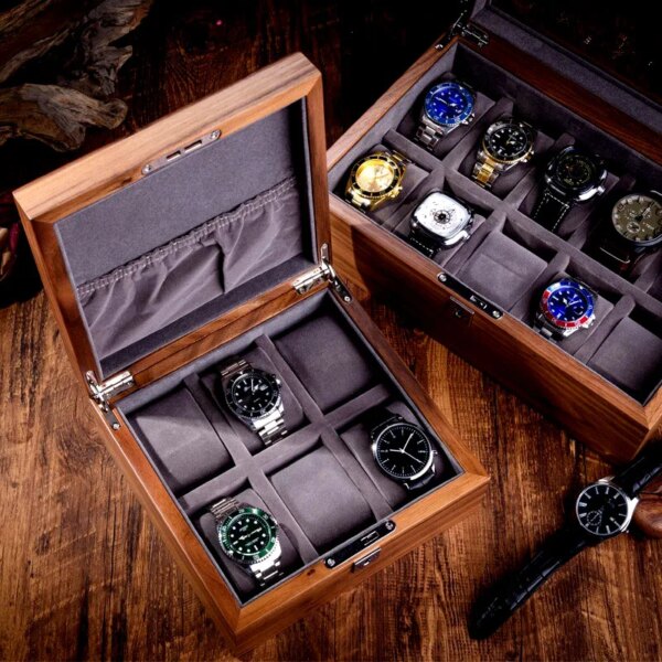 Personalized Watch Organizer Wood with Lock Luxury Watch Box Storage Portable Packaging Boxes for Watches Shockproof Travel