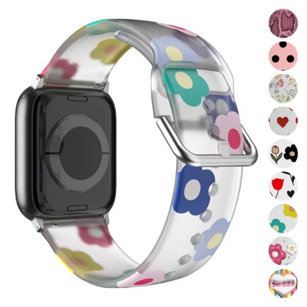 Printed Band for Apple watch strap 44mm 45mm 40mm 42mm 41mm 49mm accessories correa bracelet iWatch series 8 9 7 6 SE 5 4 ultra