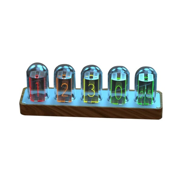 RGB Nixie Clock LED Electronic Desktop Clock Wood Vintage Creative Digital Watch Alarm Clocks Decoration and Accessories Table