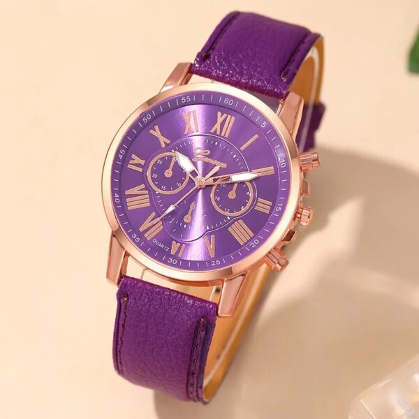 Reloj Mujer Fashion Women Watches Ladies Purple Leather Quartz Wrist Watch for Women Bussiness Casual Watch Relogio Feminino