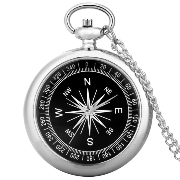 Retro Luxury Silver Compass Design Pocket Watch Quartz Golden Capless Pendant Pocket Watches Men Ladies Chain Clock Couple Gifts