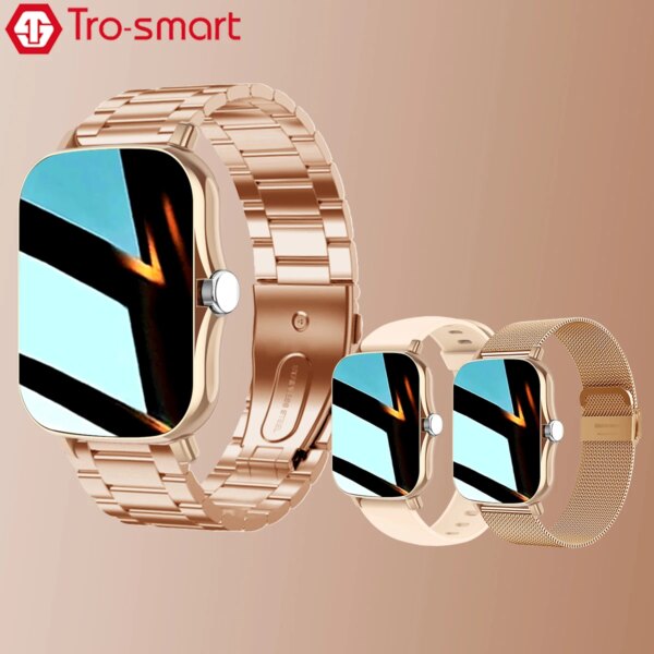 Rose Gold Color Smart Watch Women Men Smartwatch Heart Rate Smart Clock For Android IOS Fitness Tracker Dial Call Answer Call