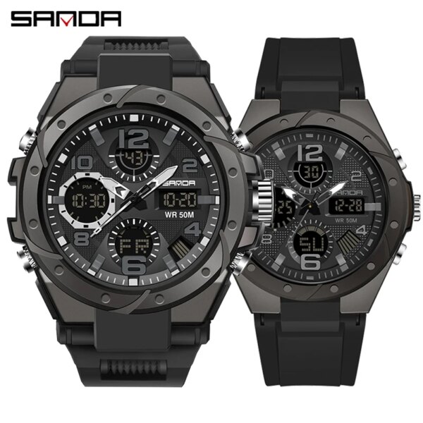 SANDA 2023 New Versatile Couple Watch Fashion Multifunctional Chronograph Sports Style 50M Waterproof Luminous Clock Reloj 6008