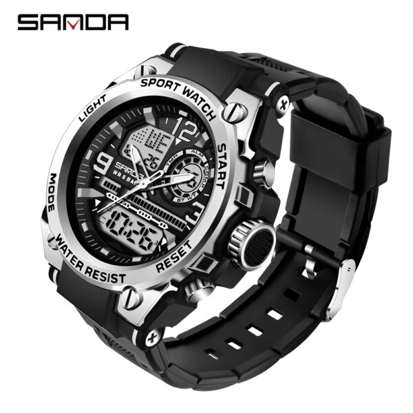 SANDA 2024 Top Brand Men's Watches 5ATM Waterproof Sport Military Wristwatch Quartz Watch for Men Clock Relogio Masculino 6024