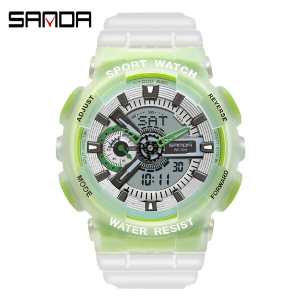 SANDA 3029 Men s Electronic Watch Night Glow Fashion Personalized Waterproof Luminous Dual Display for Male Wristwatches Gift