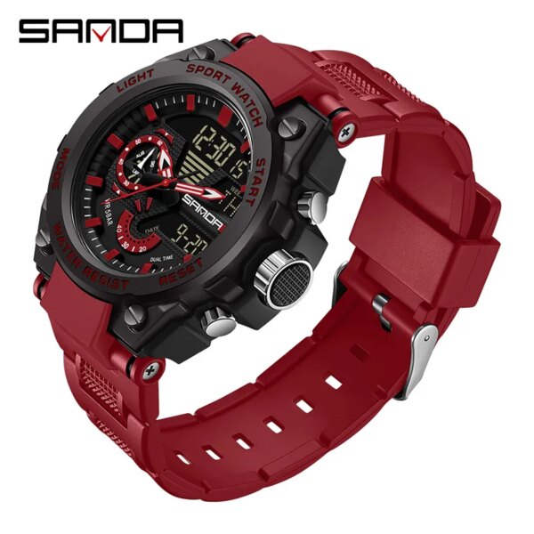 SANDA 3302  New Product Watch Youth Multi functional Fashion Trend Men s Watch Cool Outdoor Waterproof Alarm Clock Men s Watch