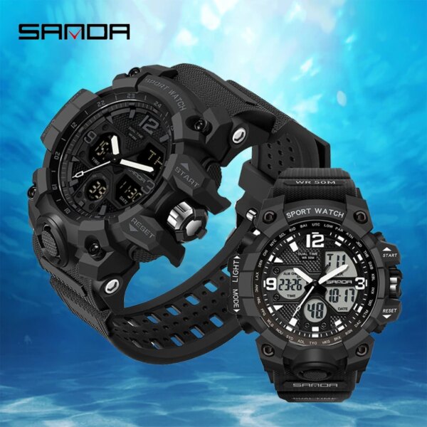 SANDA 6030 942 Luxury Digital Lover Watches Fashion Silicone Waterproof Clock Sports Electronic Couple Wristwatch For Men Women