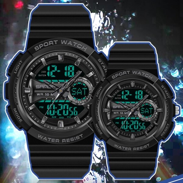 SANDA 6081 6073 Couple Watches Women Men's Sport Digital Wristwatch Outdoor Lovers Alarm Chronograph Dual Time Waterproof Watch