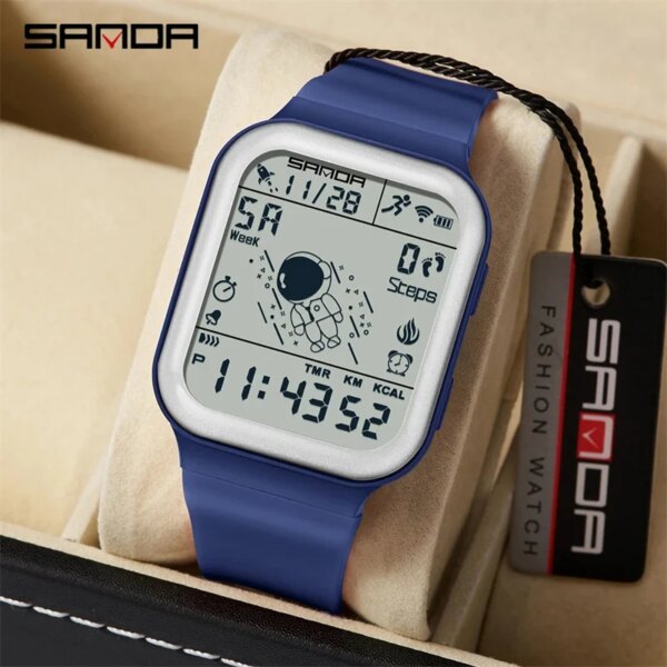 SANDA 6101 Step Calorie Electronic Outdoor Sports Waterproof Astronaut Series Junior Student Watch Men's Digital Wristwatches