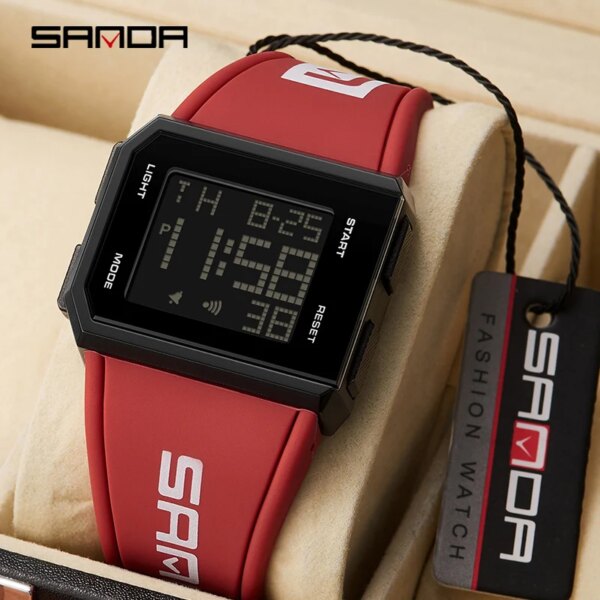 SANDA Brand Men's Digital Watch Chronograph Sport Electronic Bracelet Waterproof Men Wristwatch Alarm Clock Mens Watches 9003