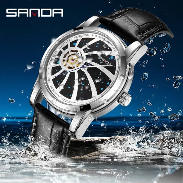 SANDA New Trend Mens Watches Fashion Luminous Waterproof Automatic Mechanical Watch Luxury Personality Relogio Masculino 7004