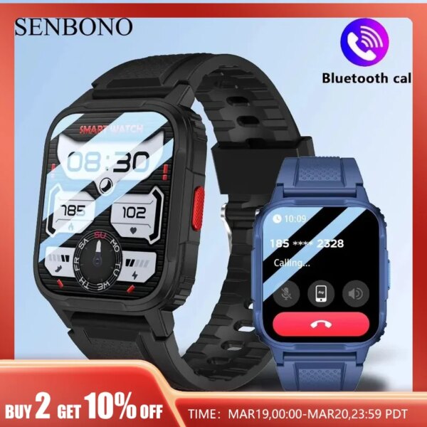 SENBONO 2024 New Smartwatch Men Women Bluetooth Call Watch 120 Sport Mode Fitness Tracker Screen IP68 Waterproof Smart Watch Men