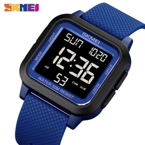 SKMEI Back Light Display Countdown Sports Watch Mens Japan Digital movement Stopwatch 5Bar Waterproof Wristwatches Date Clock