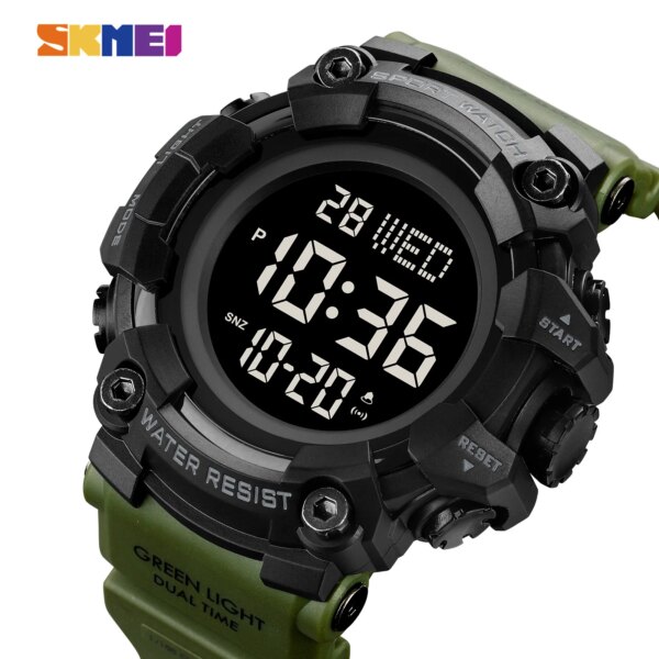 SKMEI Large Dial Stopwatch Sport Watches Mens LED Light Digital Wristwatches 5Bar Waterproof Countdown Clock reloj hombre 1968