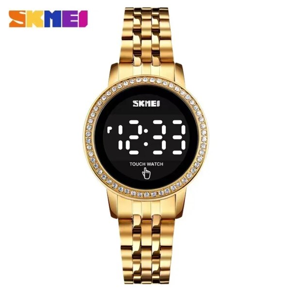 SKMEI Simple Date Time Watches For Female reloj mujer Digital LED Touch Women Watch Diamond Waterproof Ladies Wristwatches 1669