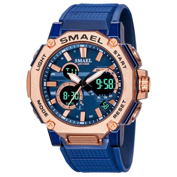 SMAEL Fashion Analog-Digital Men’s Watches Sport Style Man Watch Waterproof 50M Durable Alloy Case Swimming Wristwatch 8047