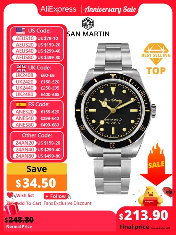 San Martin Vintage 38mm 6200 Diver Watch New Upgraded for Men Luxury NH35 Automatic Mechanical Sapphire Waterproof 200m Relojes