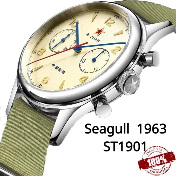 Seagull 1963 Watch Sports Movement ST1901 for Men Watch 40mm 38mm Sapphire Mechanical Watch China Aviation Chronograph